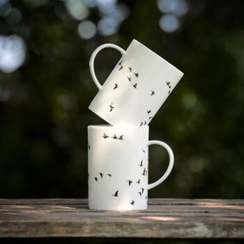 Mug, porcelaine, blanc avec petits oiseaux noirs - Mug "fugl" 4