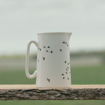 Pichet, porcelaine, blanc avec petits oiseaux noirs - Pichet du Milieu "fugl" 4