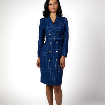 Meliora Pinstripes Blue Presidential Blazer Dress
