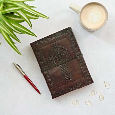 Handmade Celtic Cross Leather Journal