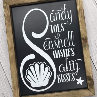 Sandy Toes Seashell Wishes Salty Kisses - Black - White