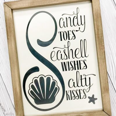 Sandy Toes Seashell Wishes Salty Kisses - Cream - Black