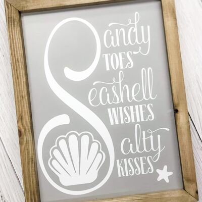 Sandy Toes Seashell Wishes Salty Kisses - Mid Grey - Black