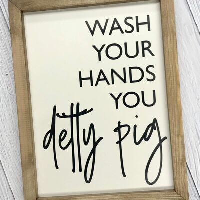 Wash Your Hands You Detty Pig - Cream - Black