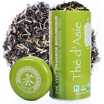 Organic green tea from China - Angkor - Metal Box - bulk - 90g