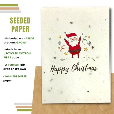 Tarjeta de Navidad ecológica, Jolly Santa paquete de 8