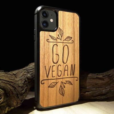 Go Vegan - Coque en bois fait main