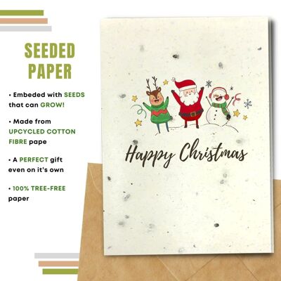 Plastic Free Christmas Card, Santa&Friends Pack Of 8