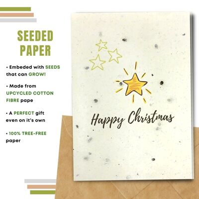 Handmade Christmas Card, Shiny Star Pack Of 8