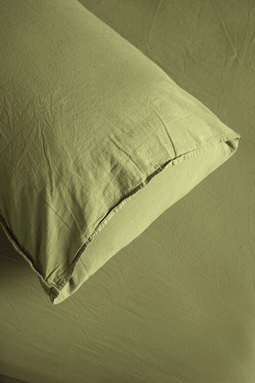 2 Pillow Cases, Olive Green - 50 x 75 cm
