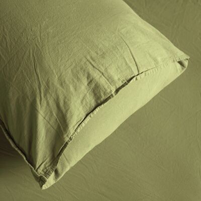 2 Pillow Cases, Olive Green - 50 x 75 cm