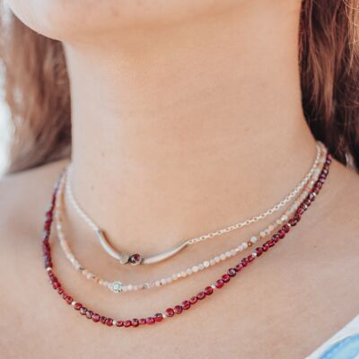 Garnet Necklace 925 Silver And Natural Stones
