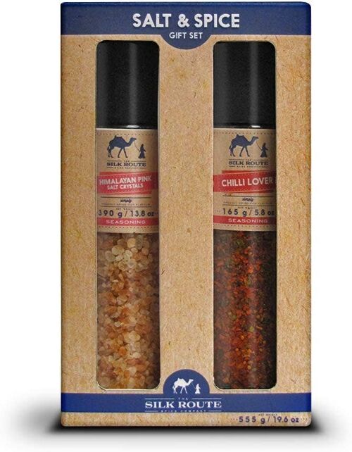 Giant Grinder Gift Set by Silk Route Spice Company - Himalayan Pink Salt and Chili Lover
