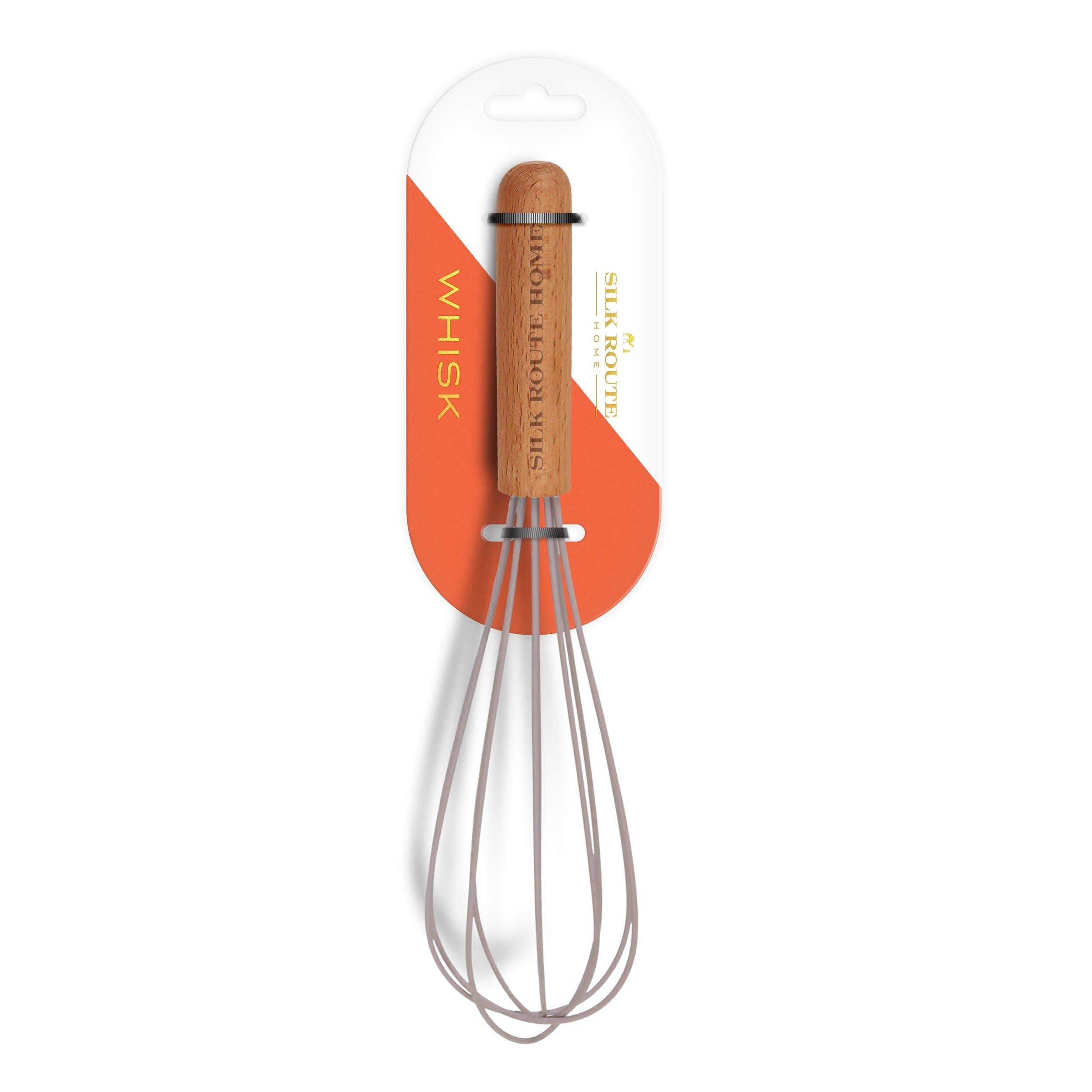 Acacia Wood & Grey Silicone Egg whisk