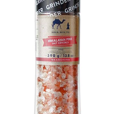 Molinillo gigante de sal rosa del Himalaya de Silk Route Spice Company - Cristales de sal rosa 390 g