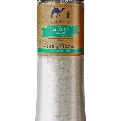 Moulin à sel de mer géant de l'Atlantique par Silk Route Spice Company - Cristaux de sel de mer 360g