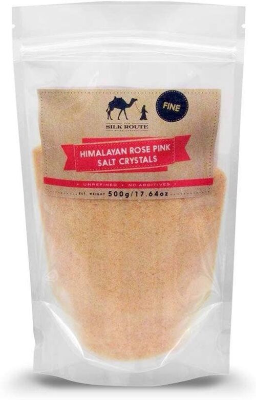 Himalayan Pink Salt Fine 0.5kg Pouch by Silk Route Spice Company - 500g Resealable Pouch