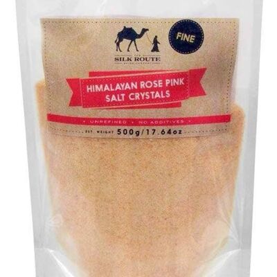Himalayan Pink Salt Fine 0,5 kg Beutel von Silk Route Spice Company – 500 g wiederverschließbarer Beutel