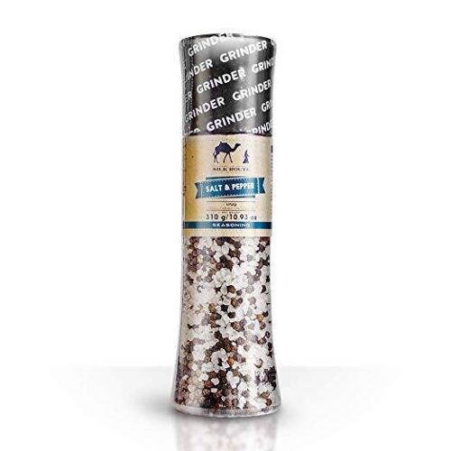 Giant Salt & Pepper Grinder by Silk Route Spice Company - 2-in-1 Grinder 310g
