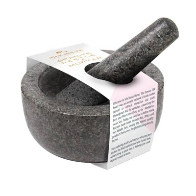 Classic Granite Pestle and Mortar by Silk Route Spice Company - Perfect For Grinding Whole Spices And Herbs