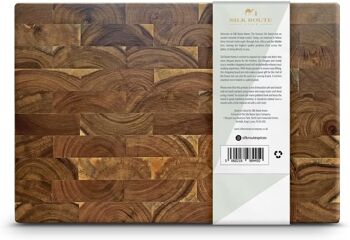 Planche à découper en bois d'acacia par Silk Route Spice Company - 38 cm x 26 cm x 4 cm Bloc de boucher en bois d'acacia avec poignées 2