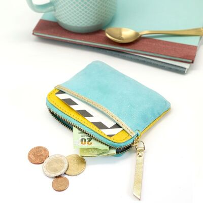 Mini zip wallet leather Golddust yellow