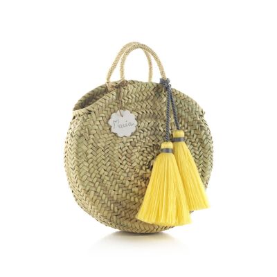 BOLSO MANO DE PALMA PQ TASSEL AMARILLO 10x30x35 CM