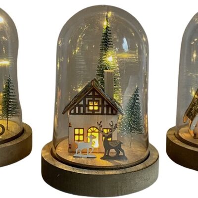 Christmas bell jar - village set of 3