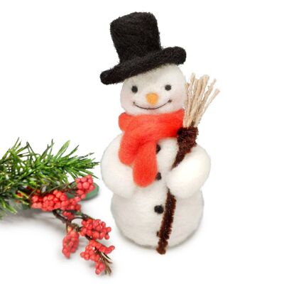 Kit de artesanía de fieltro con aguja de muñeco de nieve festivo