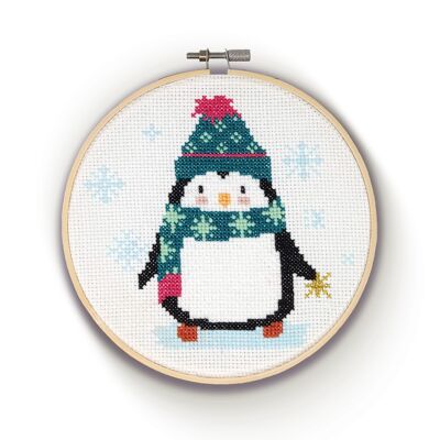 Kit de manualidades de punto de cruz de pingüinos