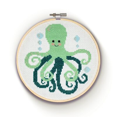 Green Octopus Cross Stitch Craft Kit