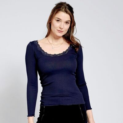 Long-sleeved shirt with lace "Navy"