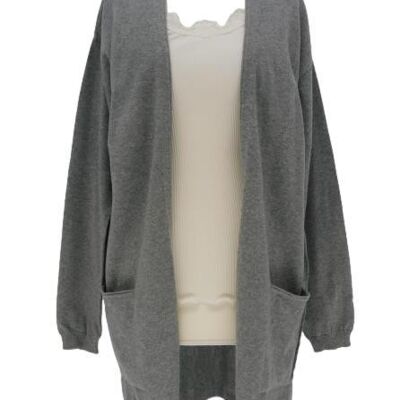 Veste plus longue "gris chiné"