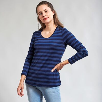 Round neck shirt "Stripes blue"