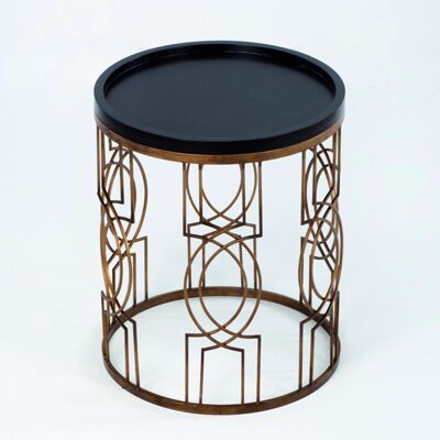 SIDE TABLE 51X51X62 GOLDEN METAL/BLACK WOOD TH1289100
