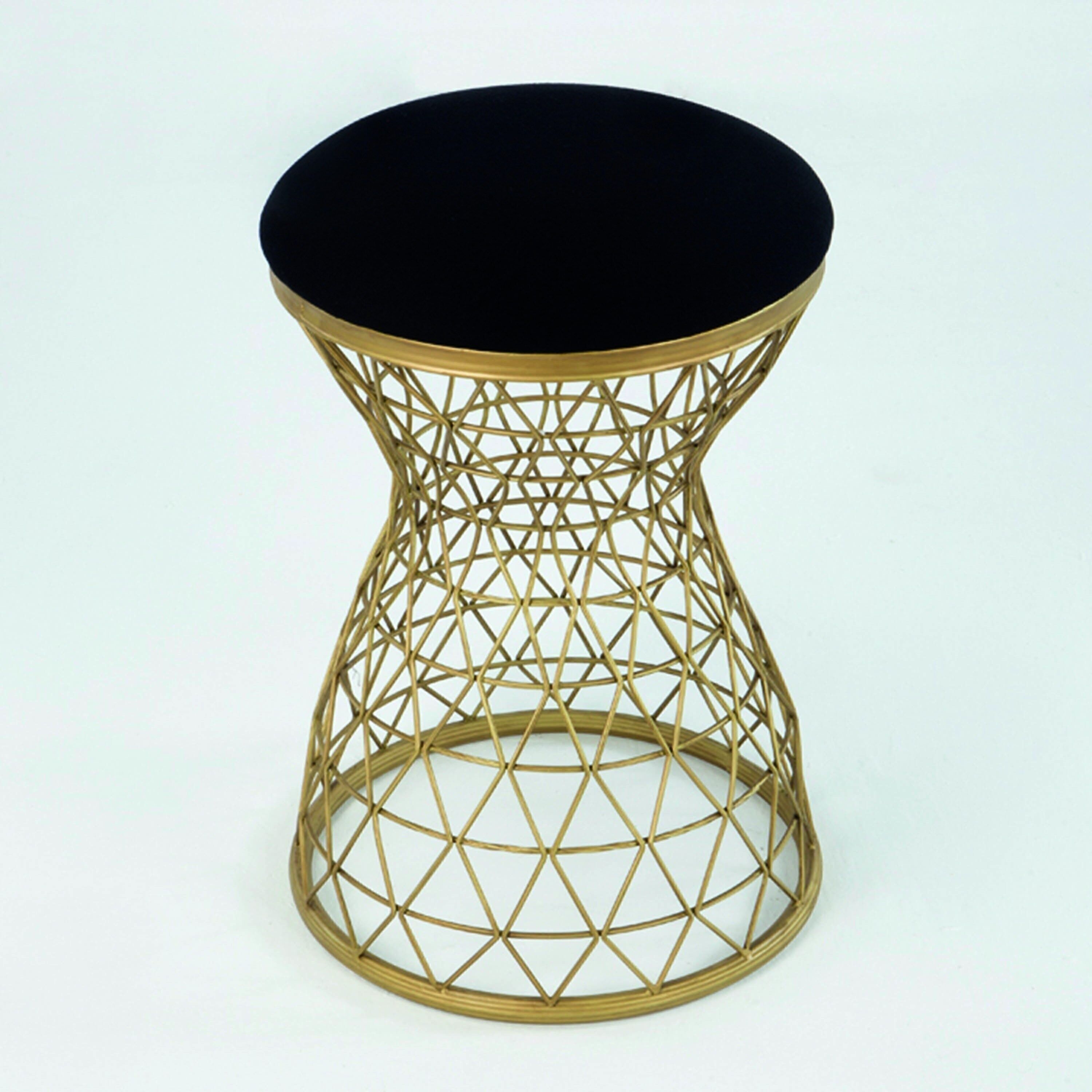 SGABELLO 34X34X52 METALLO ORO CON CUSCINO NERO TH1297400