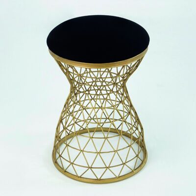 STOOL 34X34X52 GOLD METAL WITH BLACK CUSHION TH1297400