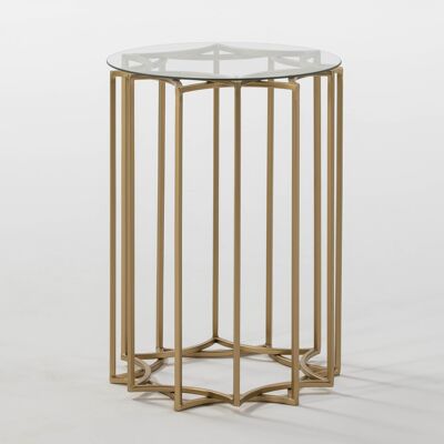 SIDE TABLE 46X46X65 GLASS/GOLDEN METAL TH1309100