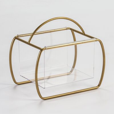 MAGAZINE RACK 42X29X38 TRANSPARENT ACRYLIC/GOLDEN METAL TH1312000