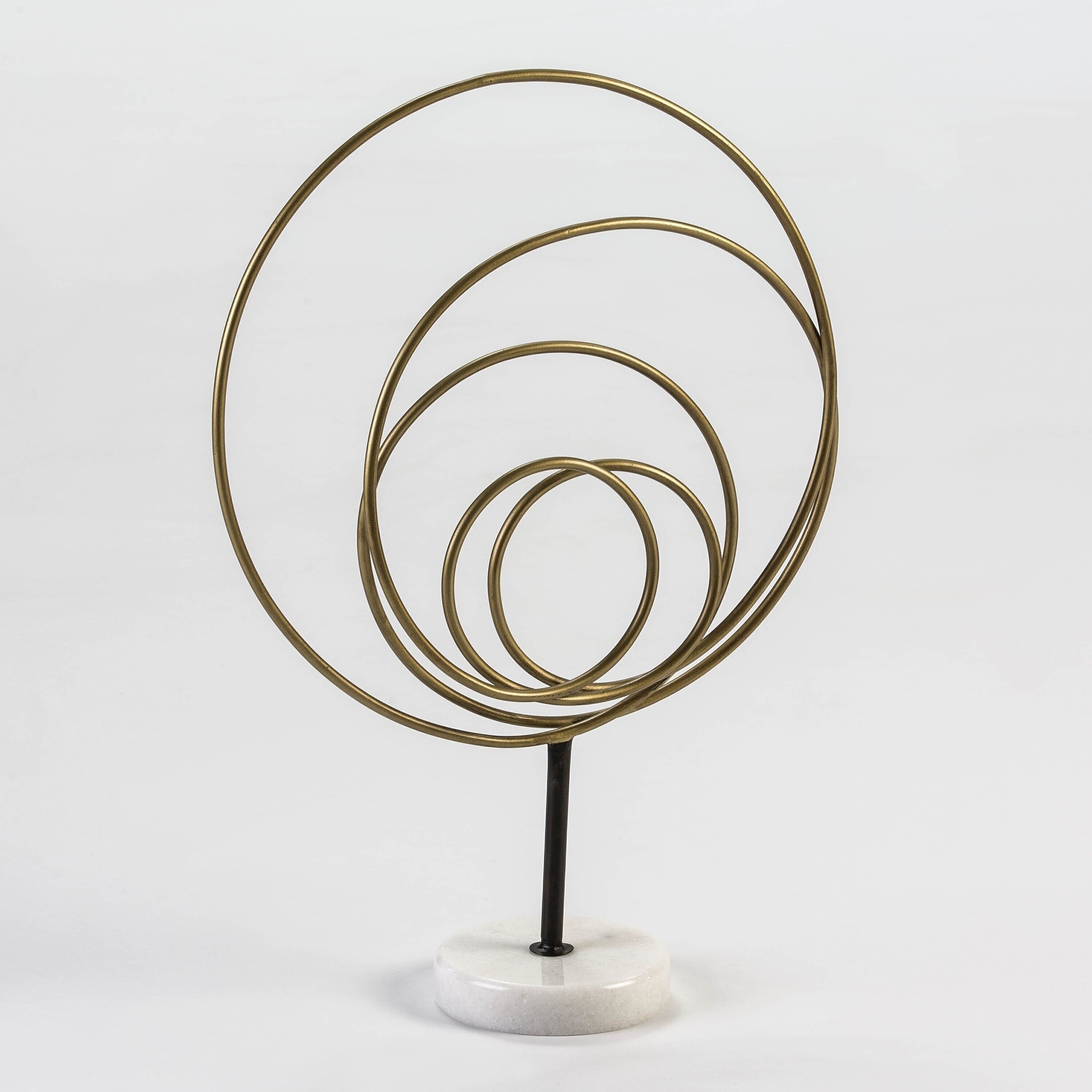 CENTRO TAVOLO 37X13X54 METALLO DORATO/MARMO BIANCO TH1312800