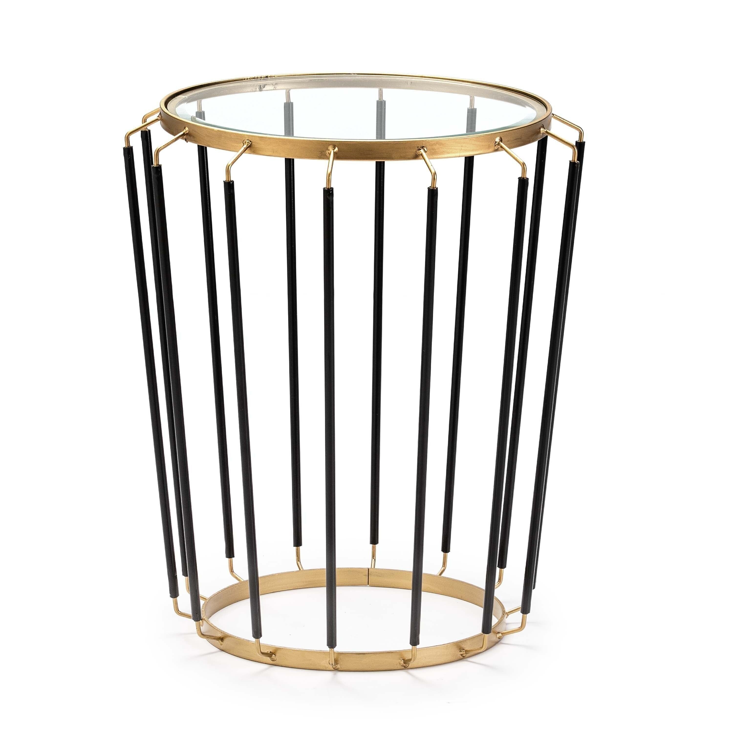 TAVOLINO 48X48X56 VETRO/METALLO ORO/NERO TH1315300