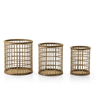 SET/3 BASKET 53X53X58 / 45X45X53 / 37X37X48 NATURAL WOOD TH1321500