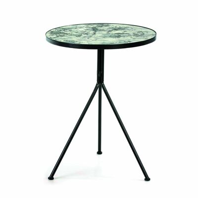 MESA AUXILIAR 60X60X78 ESPEJO ENVEJECIDO/METAL NEGRO TH1326300