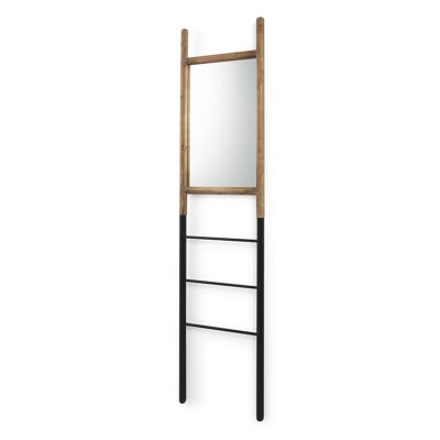 ESPEJO-ESCALERA 43X3X184 CRISTAL/METAL NEGRO/MADERA NATURAL TH1327300