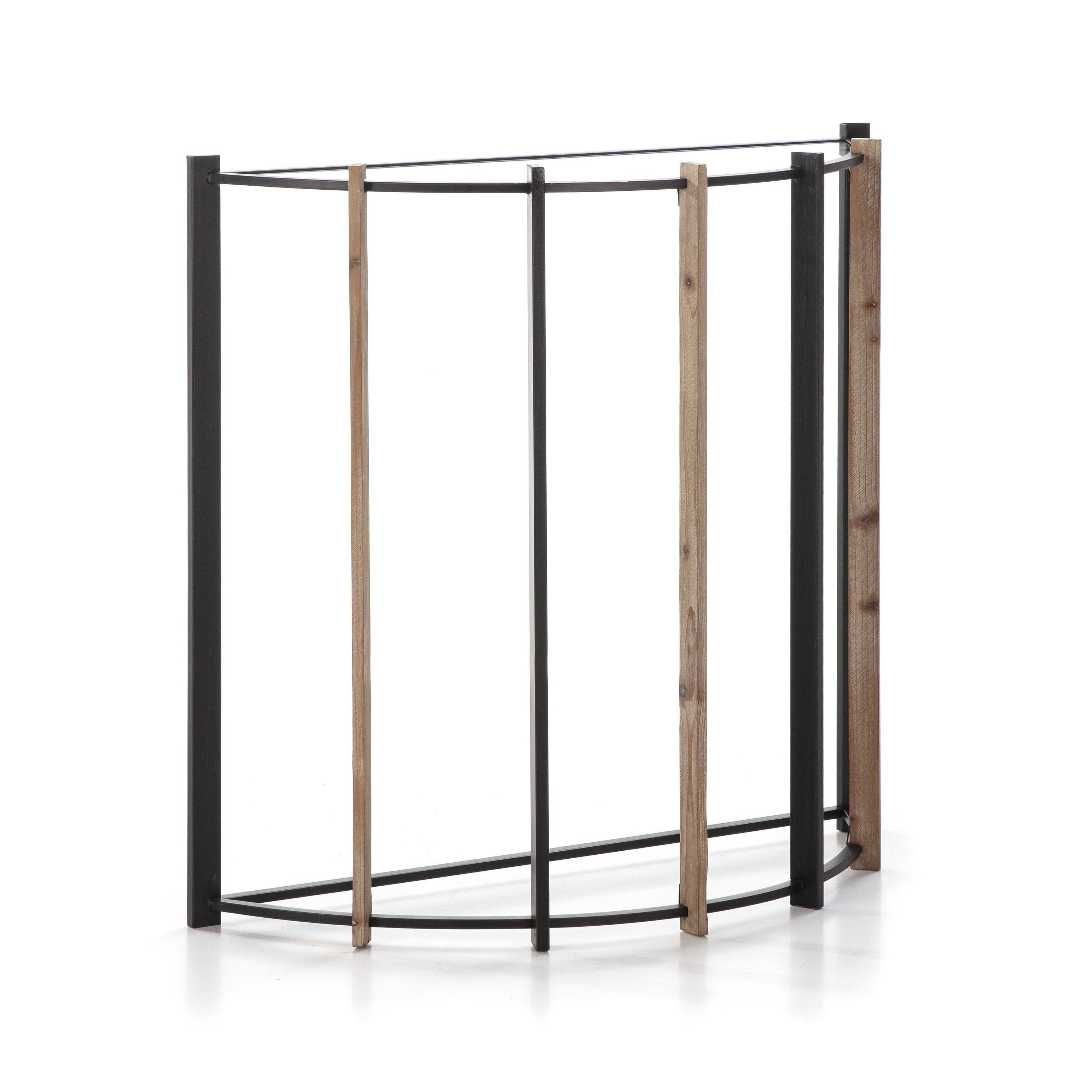 CONSOLE 81X28X77 VETRO/LEGNO NATURALE/METALLO NERO TH1329800