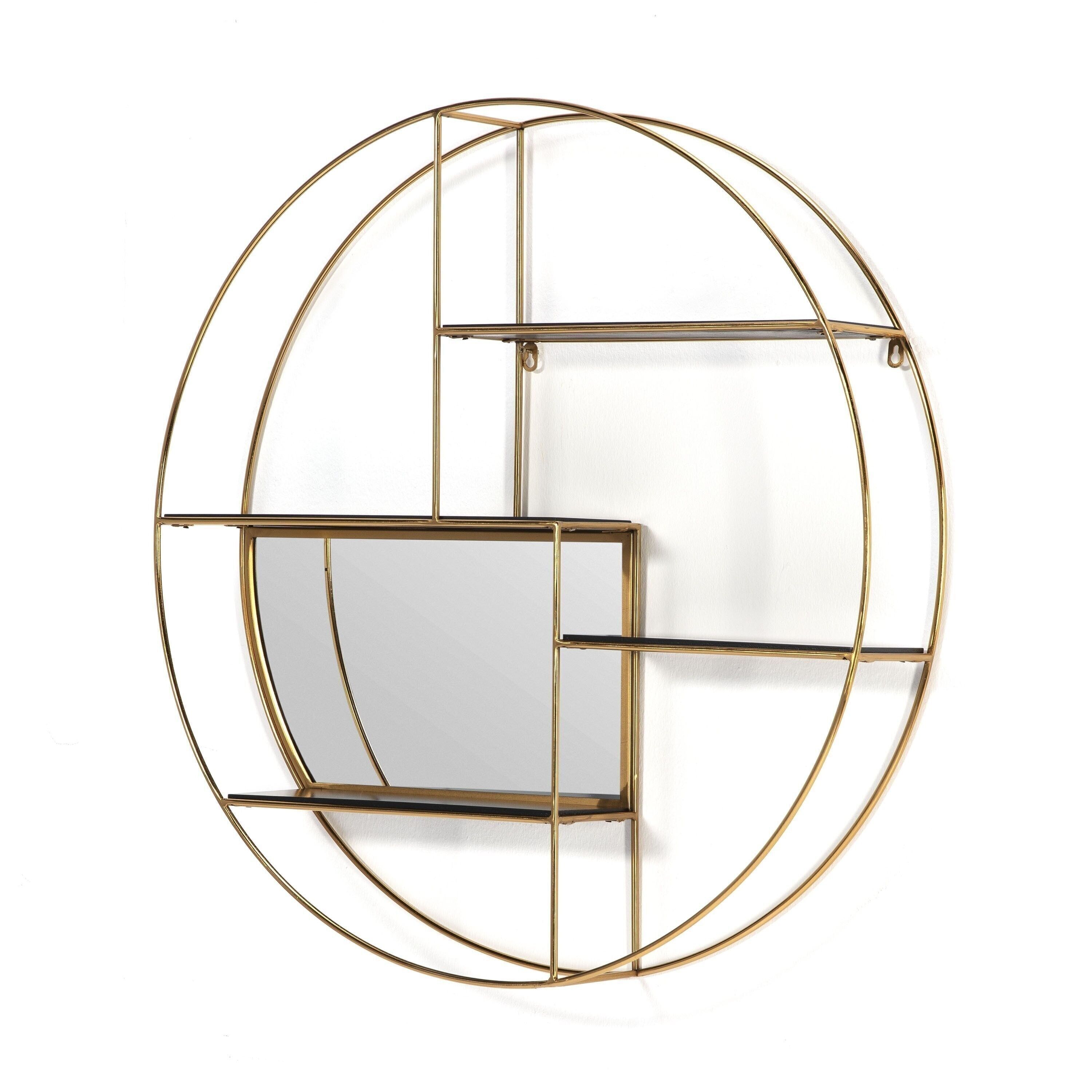 MENSOLA 80X14X80 SPECCHIO/NERO LEGNO/METALLO DORATO TH1330500