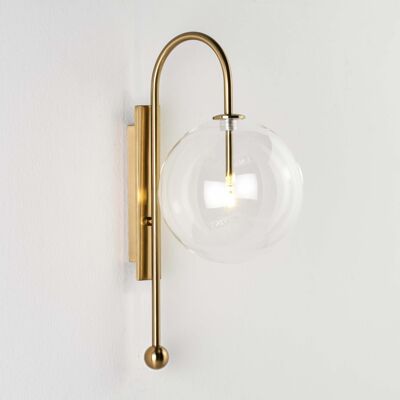 WALL LAMP 20X28X47 GLASS/GOLDEN METAL WITH BULB TH1377900