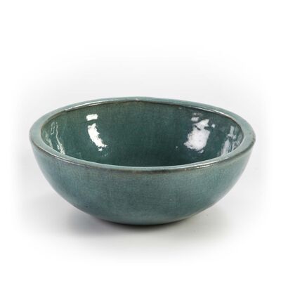 BOWL 29X29X11 CRACKLED TURQUOISE STONEWARE TH1472100
