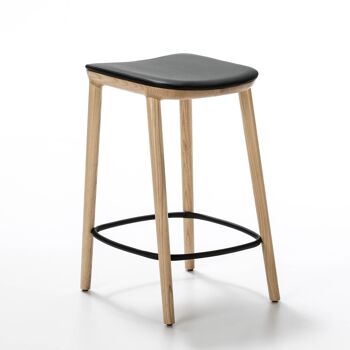 TABOURET 41X47X67 FRÊNE/MÉTAL NOIR/CUIR NOIR TH1574200 1