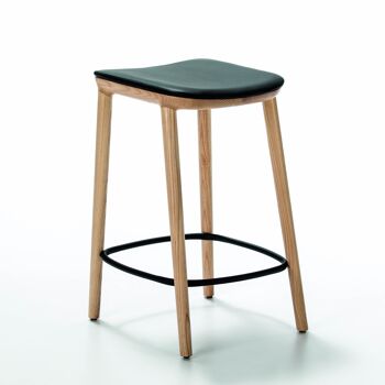 TABOURET 41X47X67 FRÊNE/MÉTAL NOIR/CUIR NOIR TH1574200 2